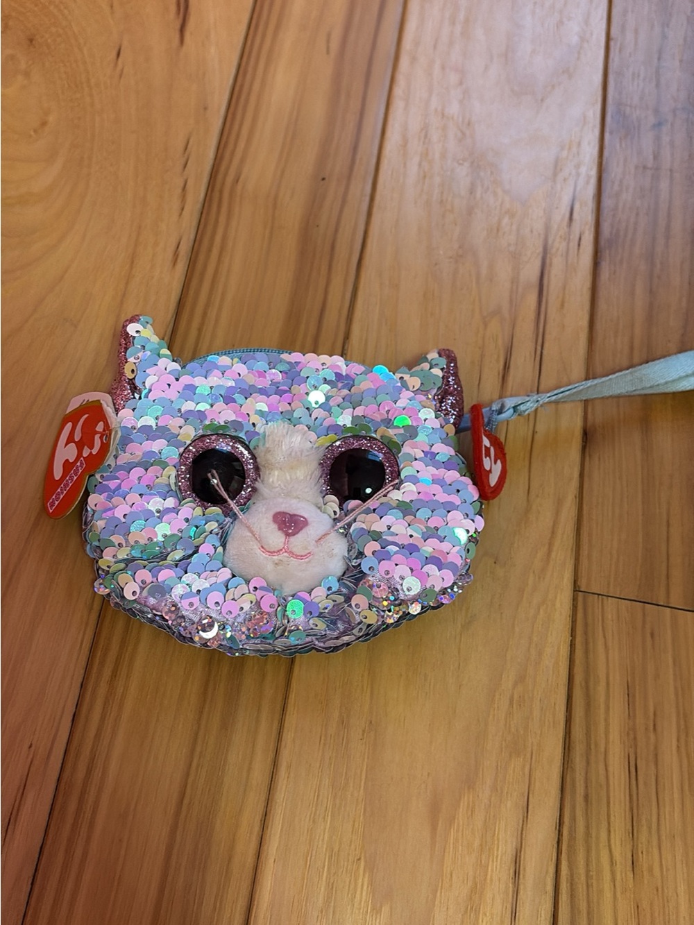 Ty Sequin Cat Wristlet in Iridescent Pastel